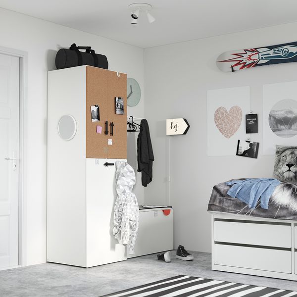 Гардероб с выдвижным модулем, 60x57x196 cm IKEA SMÅSTAD СМОСТАД 894.287.44 - фото 3