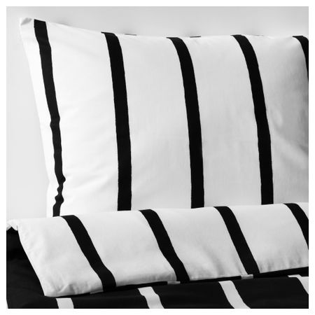 Пододеяльник и 1 наволочка ТУВБРЭККА, черный, белый (150x200/50x70 см)