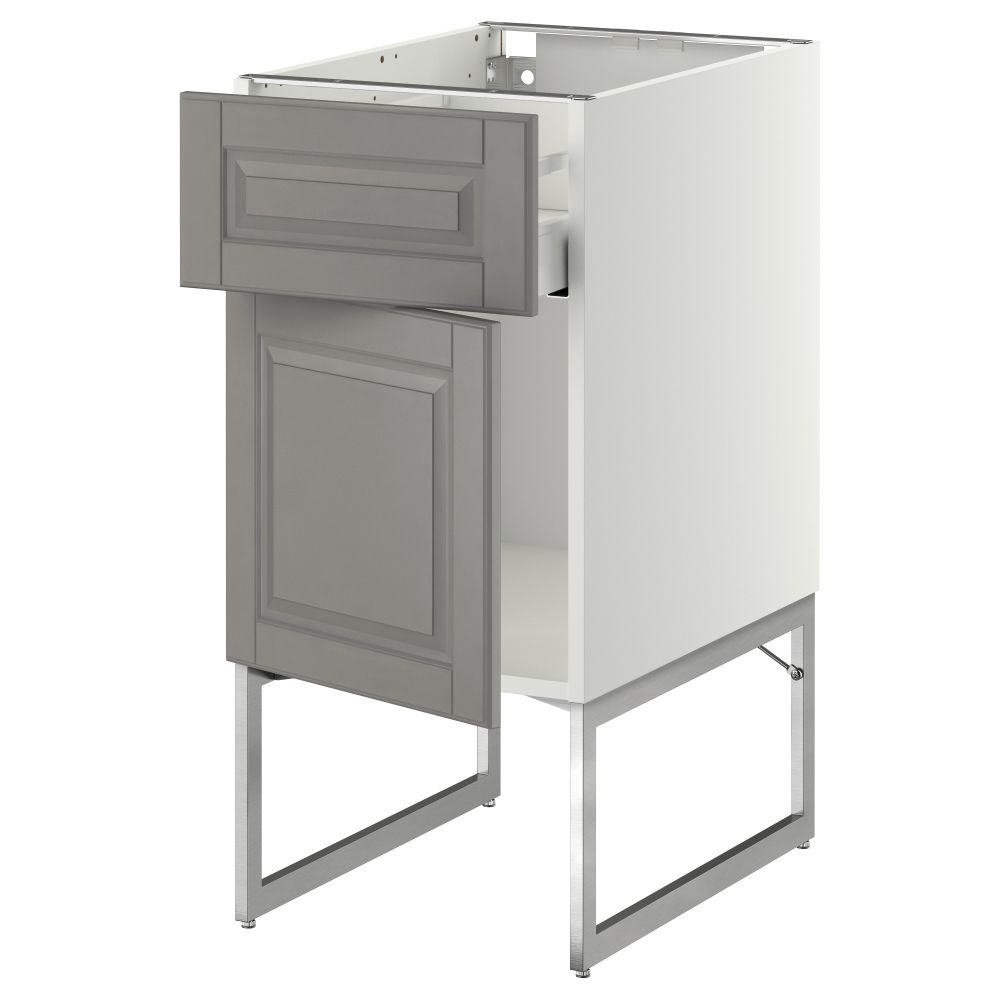 Напольный шкаф с ящиком, дверью МЕТОД / МАКСИМЕРА, белый, Будбин серый - схема-чертеж с размерами