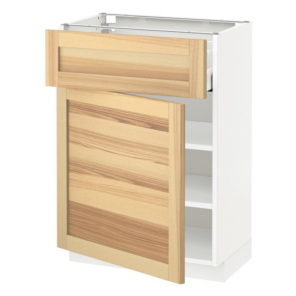 Напольный шкаф с ящиком/дверью, белый/Торхэмн ясень 60x37 см IKEA METOD МЕТОД / MAXIMERA МАКСИМЕРА 792.359.44 - фото 1