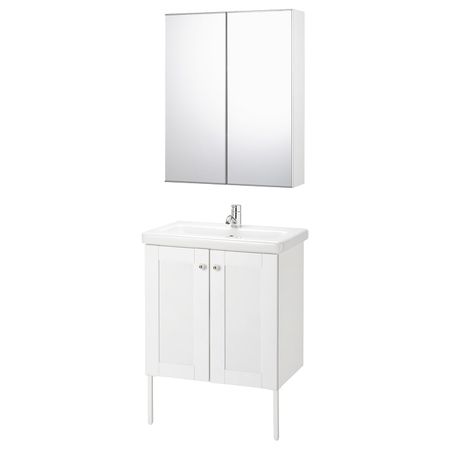 Комплект мебели для ванной,7 предм., Йельсен белый/ПИЛКОН смеситель 64x43x88 см IKEA FISKÅN ФИСКОН / TVÄLLEN ТВЭЛЛЕН 294.360.68