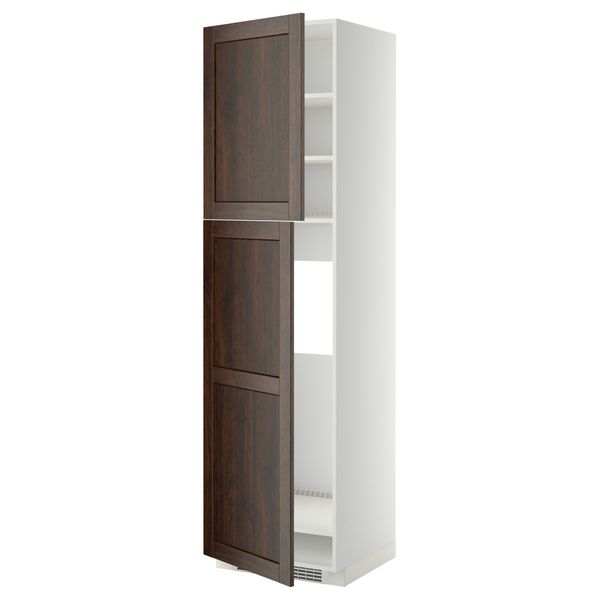 Высокий шкаф для холодильника, 2 дверцы МЕТОД, белый, Эдсерум коричневый - схема-чертеж с размерами