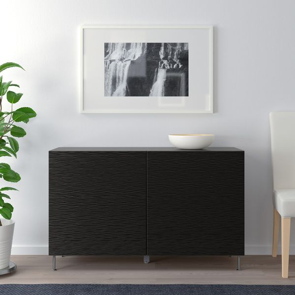 Комбинация для хранения с дверцами, черно-коричневый, лаксвик/сталларп черный 120x40x74 см IKEA БЕСТО 192.670.23 - фото 3