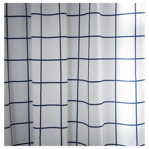 Гардины, 1 пара, белый/синий, 145x300 см IKEA РОЗАЛИЛЛ 804.280.41 - фото 5