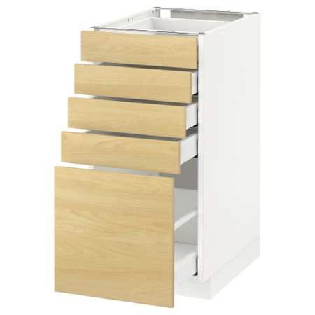 Напольный шкаф с 5 ящиками МЕТОД / МАКСИМЕРА, белый, Тингсрид береза