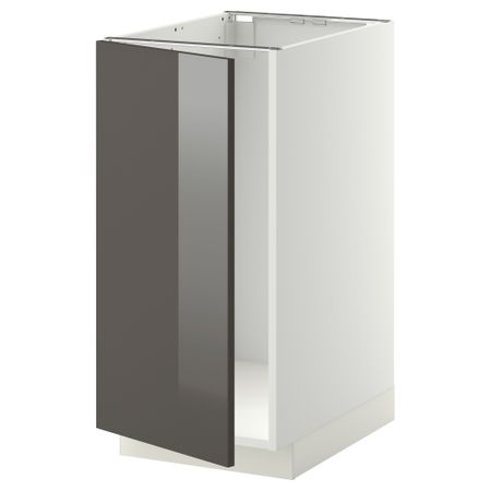 Напольный шкаф для мойки, мусорных контейнер МЕТОД, белый, Рингульт серый (40x60 см)