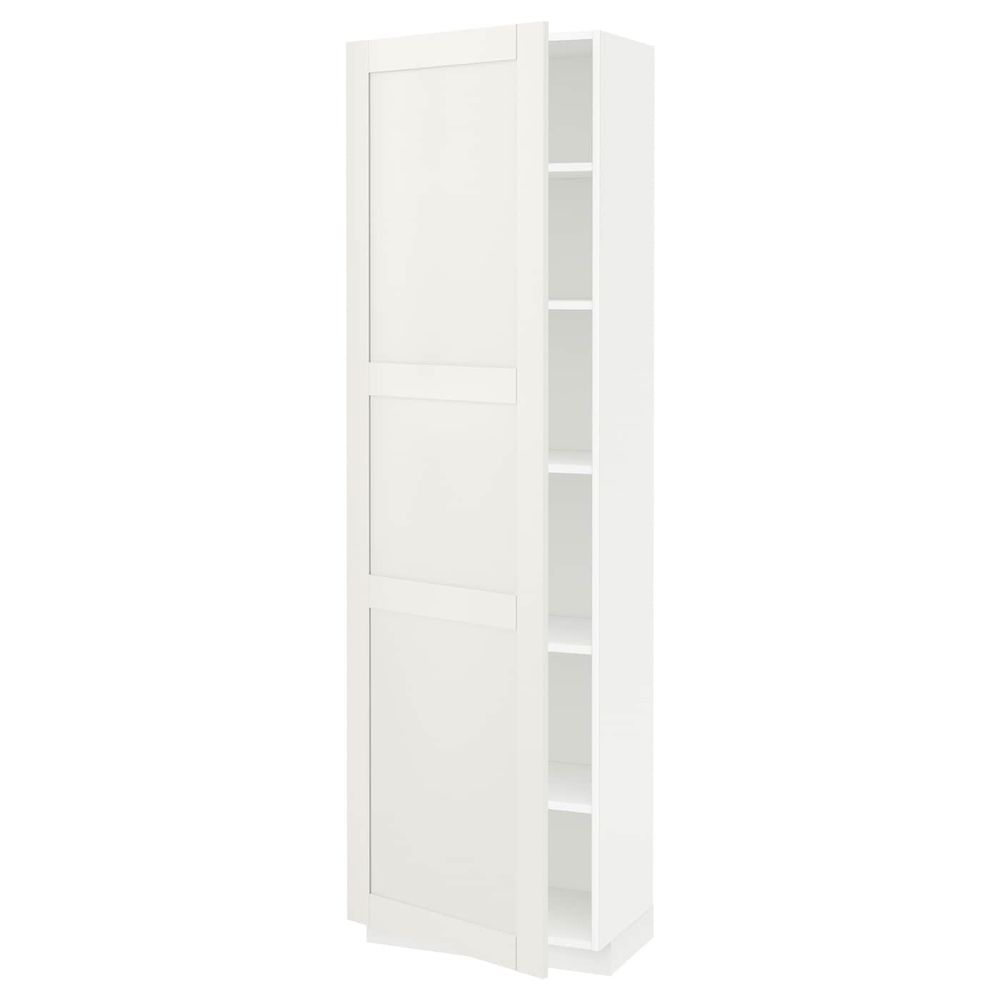 Высокий шкаф с полками, белый/Сэведаль белый 60x37x200 см IKEA METOD МЕТОД 494.455.66 - фото 1