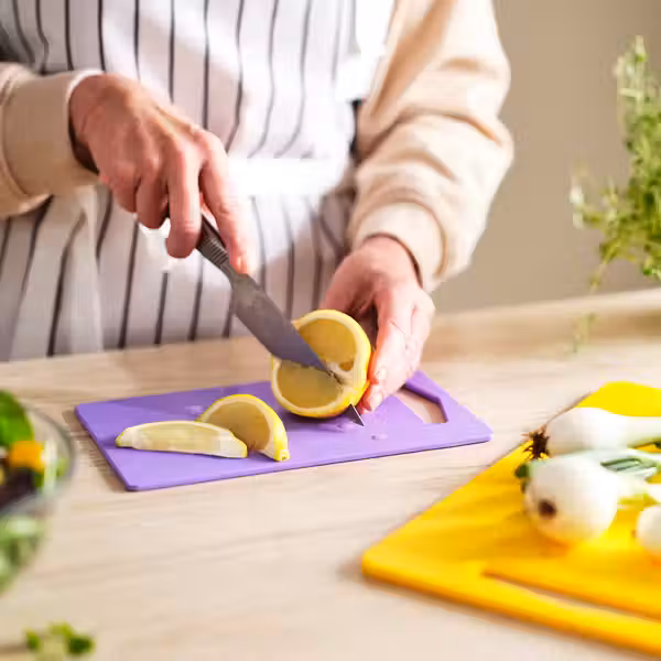 BERGTUNGA Разделочная доска, 2 шт. - ярко-желтый/сиреневый - схема-чертеж с размерами