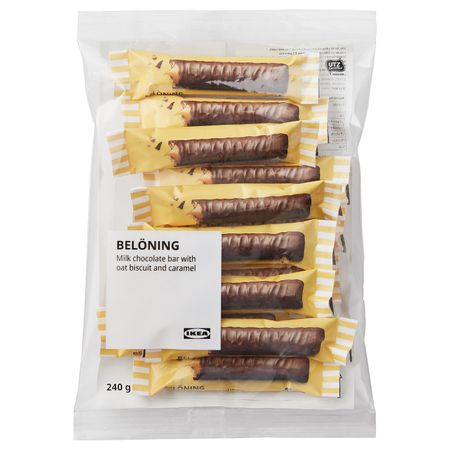 Шоколад молочный, c овсяным печеньем и карамелью Сертификат UTZ 240 гр IKEA BELÖNING 404.799.47