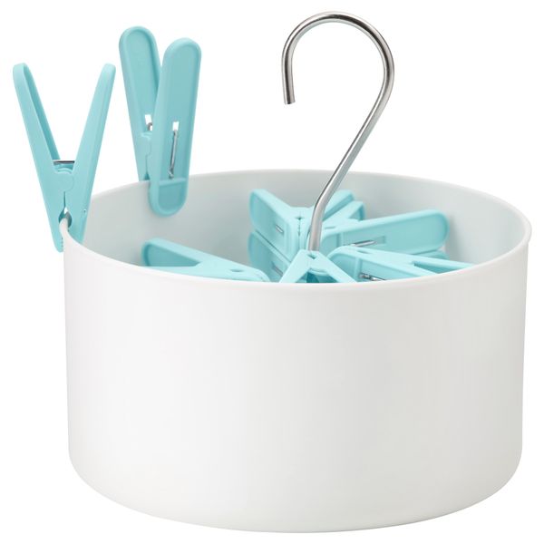 Корзина+30 прищепок ТОРКИС, д/дома/улицы белый, синий - фото 1