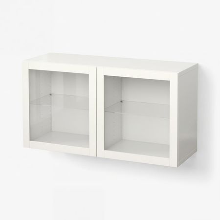 BESTÅ Комбинация настенных шкафов - белый/Sindvik прозрачное стекло 120x42x64 см