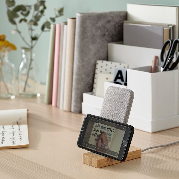 Подставка для беспроводной зарядки, бамбук IKEA NORDMÄRKE 504.899.98 - схема-чертеж с размерами