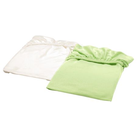 Простыня натяжная для кроватки ЛЕН, белый, зеленый (60x120 см)