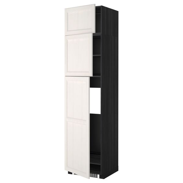 Высокий шкаф для холодильника, 3 дверцы МЕТОД, черный, Лаксарби белый (60x60x240 см) - схема-чертеж с размерами