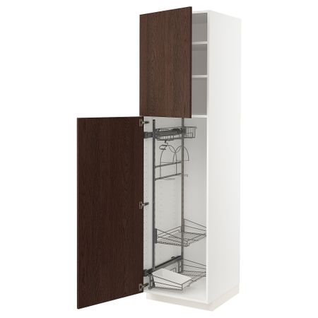 Высокий шкаф с отделением для аксессуаров для уборки, 60x60x220 cm IKEA METOD МЕТОД 794.676.13
