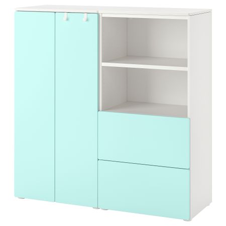 Комбинация для хранения, 120x42x123 см, белый, бледно-бирюзовый IKEA PLATSA ПЛАТСАA ПЛАТСА, SMÅSTAD СМОСТАД 594.288.30