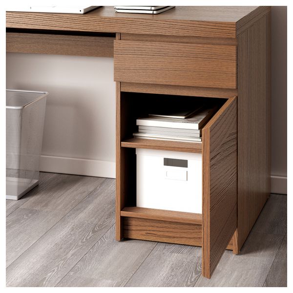 Письменный стол МАЛЬМ, коричневая морилка ясеневый шпон (140x65 см) - фото 5