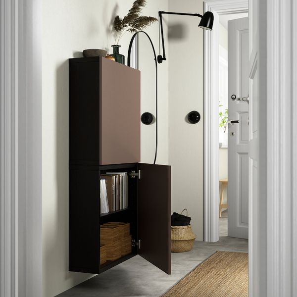 Навесной шкаф с 2 дверями, черно-коричневый/Хёртвикен коричневый 60x22x128 см IKEA BESTÅ БЕСТО 794.356.36 - фото 2