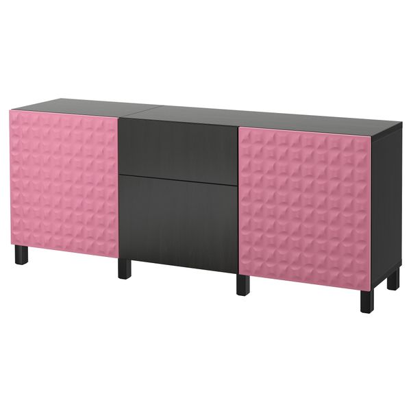 Комбинация для хранения с ящиками БЕСТО, Дьюпвикен розовый, Лаппвикен черно-коричневый (180x40x74 см) - фото 1