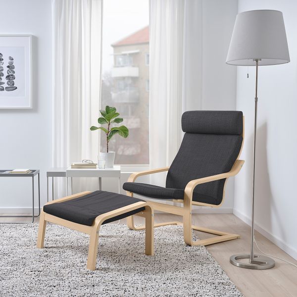 Табурет для ног, дубовый шпон, беленый/Шифтебу темно-серый IKEA POÄNG ПОЭНГ 093.984.68 - фото 2