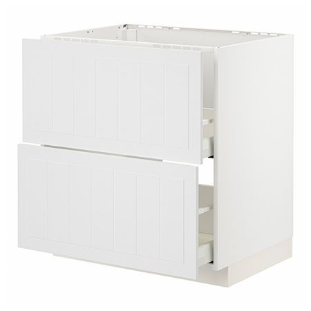 Напольный шкаф п/мойку+2фасада/2 ящ, белый/Стенсунд белый 80x60 см IKEA METOD МЕТОД / MAXIMERA МАКСИМЕРА 894.096.94