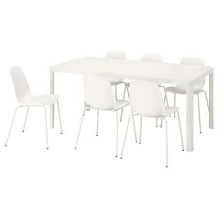 Стол и 6 стульев, белый/белый 180 см IKEA TINGBY ТИНГБИ / LEIFARNE ЛЕЙФ-АРНЕ 792.211.93