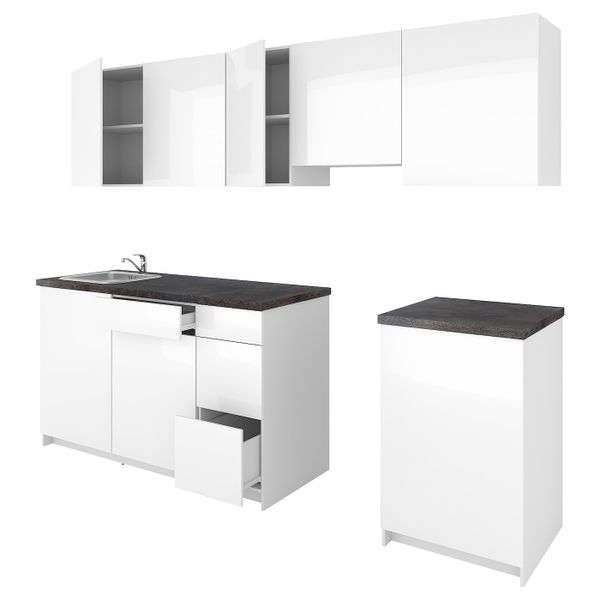 Кухня, глянцевый белый 280x61x220 см IKEA KNOXHULT КНОКСХУЛЬТ 194.006.68 - фото 1