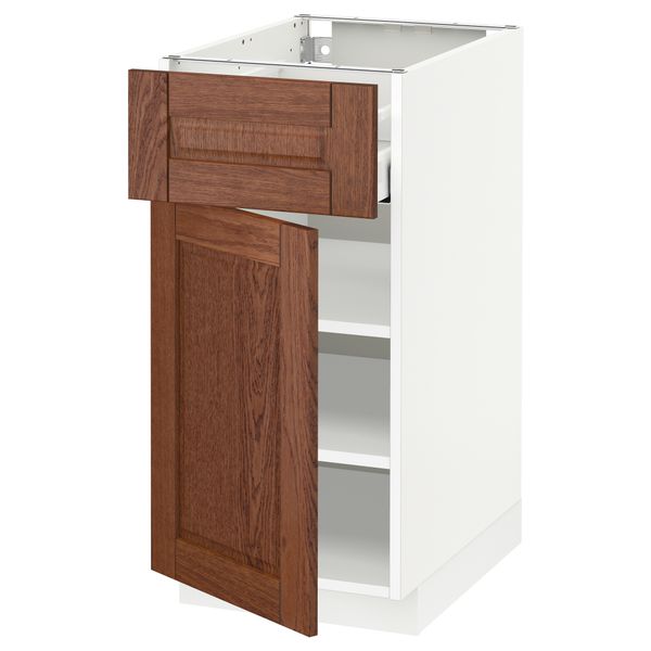 Напольный шкаф с ящиком, дверью МЕТОД / МАКСИМЕРА, белый, Филипстад коричневый - схема-чертеж с размерами