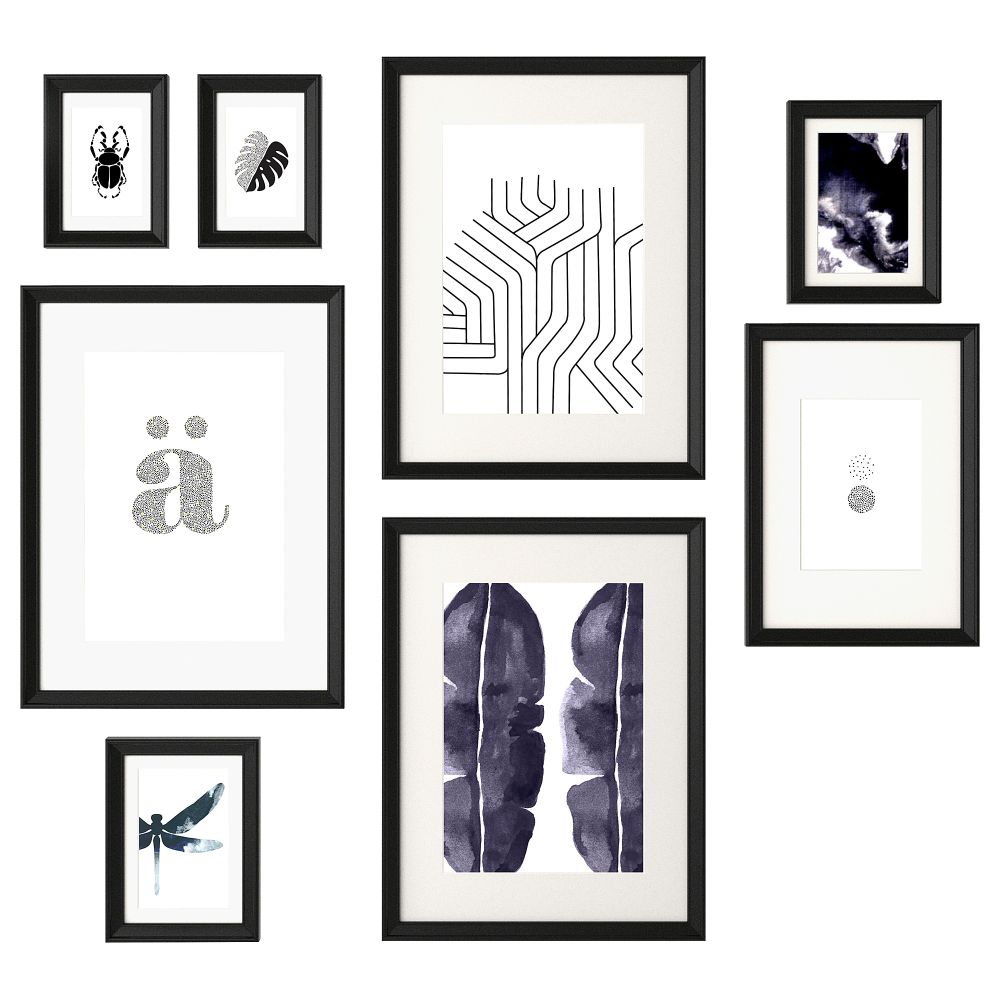 Рама с постером, 8 предмета КНОППЭНГ, черный - фото 1