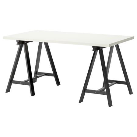 Стол ЛИННМОН / ОДВАЛЬД, белый, черный (150x75 см)