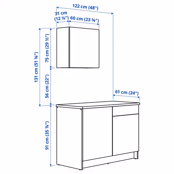 IKEA в интерьере - схема-чертеж с размерами