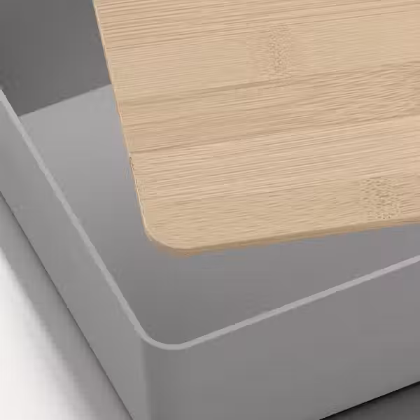 KUGGIS Контейнер с крышкой - светло-серый/бамбук 18x26x8 см - схема-чертеж с размерами