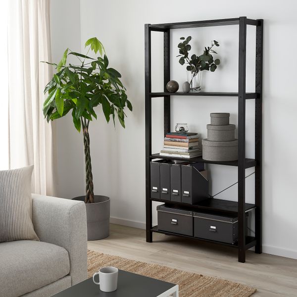 Стеллаж, черный 89x30x179 см IKEA IVAR ИВАР 794.013.68 - схема-чертеж с размерами
