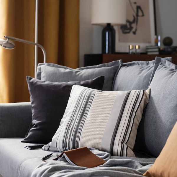 Чехол на подушку, серый/в полоску 50x50 см IKEA SOLMOTT СОЛМОТТ 005.139.29 - схема-чертеж с размерами