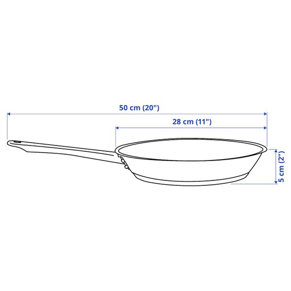 Сковорода, медный 28 см IKEA OUMBÄRLIG ОУМБЕРЛИГ 704.510.51 - схема-чертеж с размерами