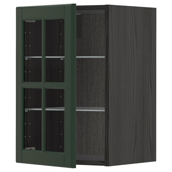 Навесной шкаф с полками, стекляными дв, черный/Будбин темно-зеленый 40x60 см IKEA МЕТОД 193.132.23 - схема-чертеж с размерами