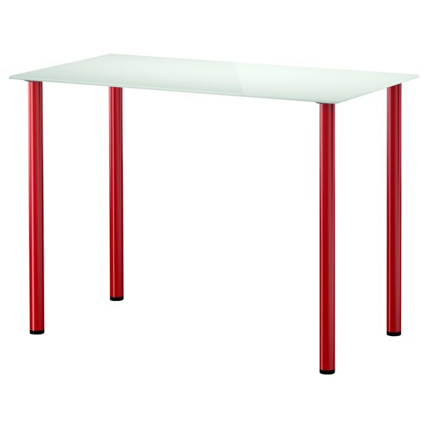 Стол ГЛАСХОЛЬМ / АДИЛЬС, стекло белый, красный (99x52 см) - схема-чертеж с размерами