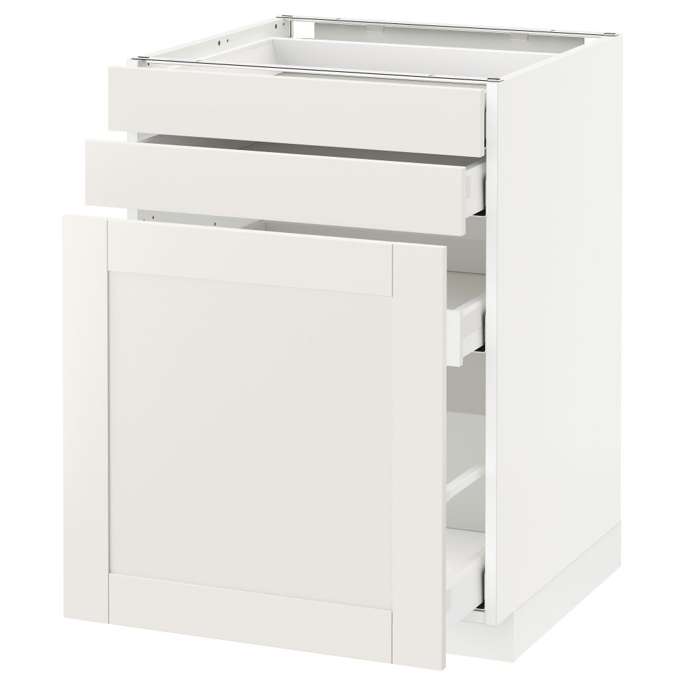 Напольный шкаф с выдвижными модулями, 2 фронтальные панели МЕТОД / МАКСИМЕРА, белый, Сэведаль белый - схема-чертеж с размерами