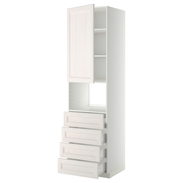 Высокий шкаф для духовки, дверца, 4 ящика МЕТОД / ФОРВАРА, белый, Лаксарби белый - фото 1