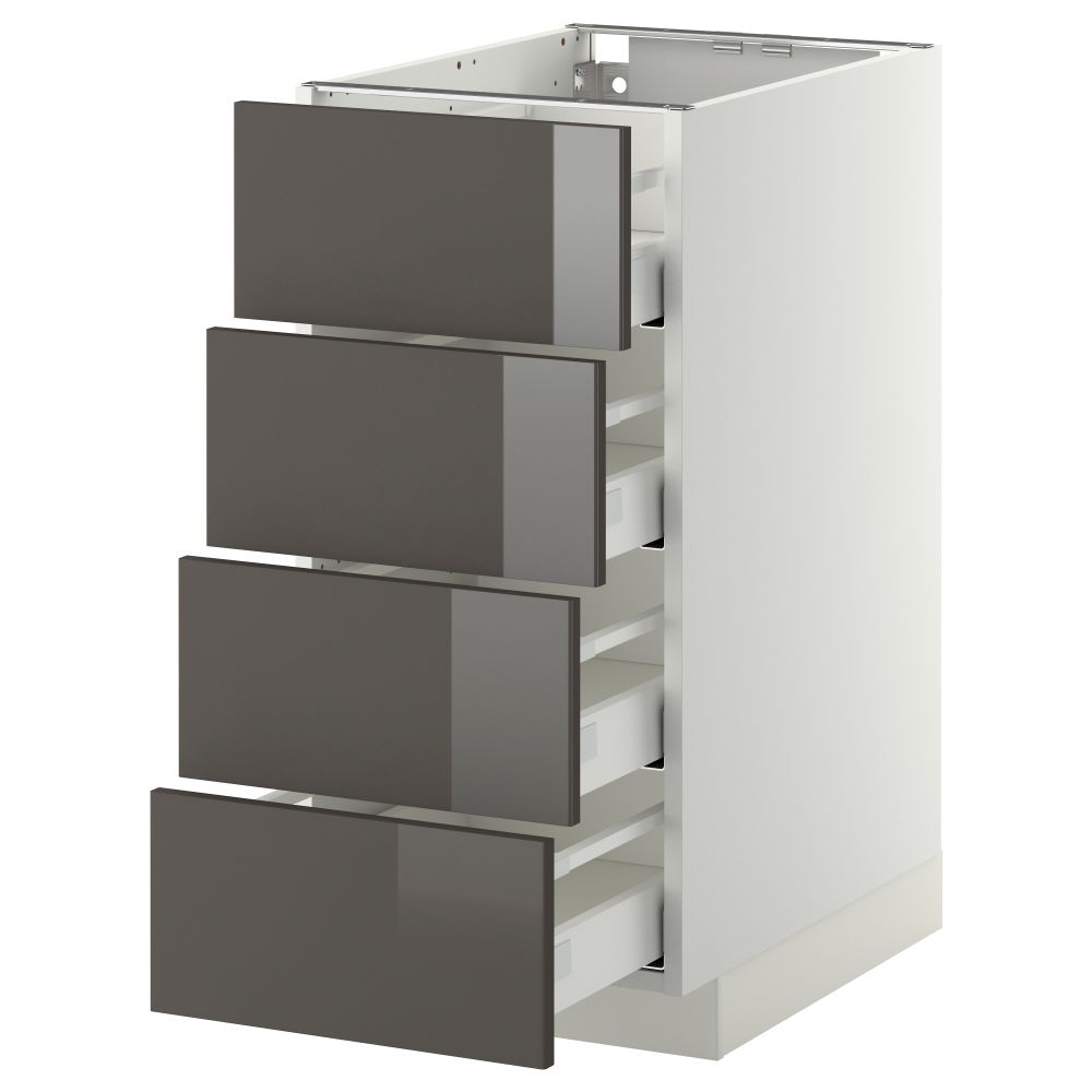 Напольный шкаф 4 фронтальных панели, 4 ящика МЕТОД / МАКСИМЕРА, белый, Рингульт серый - схема-чертеж с размерами