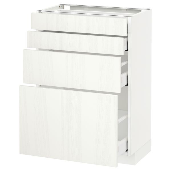 Напольный шкаф 4 фронтальных панели, 4 ящика МЕТОД / МАКСИМЕРА, белый, Росдаль белый - схема-чертеж с размерами