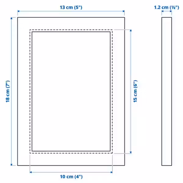 FISKBO Рама - светлый серо-зеленый 10x15 см - схема-чертеж с размерами