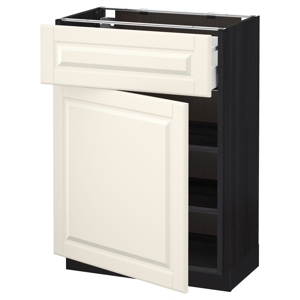 Напольный шкаф с ящиком, дверью МЕТОД / МАКСИМЕРА, черный, Будбин белый с оттенком - схема-чертеж с размерами