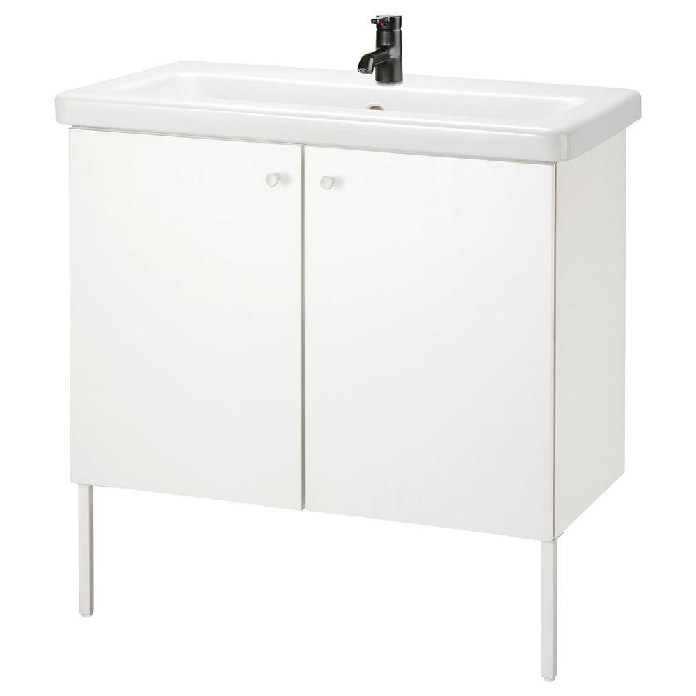 Шкаф под раковину с 2 дверец, белый/Сальен смеситель 84x43x88 см IKEA FISKÅN ФИСКОН / TVÄLLEN ТВЭЛЛЕН 894.304.69 - фото 1