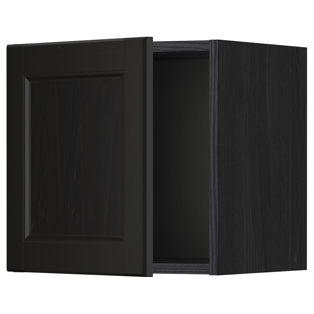 Навесной шкаф со стеклянной дверью МЕТОД, черный, Лаксарби черно-коричневый (40x40 см) - схема-чертеж с размерами