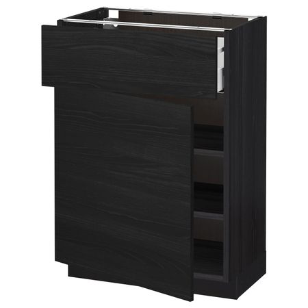 Напольный шкаф с ящиком/дверью, черный, Тингсрид черный 60x37 см IKEA МЕТОД / МАКСИМЕРА 892.359.48