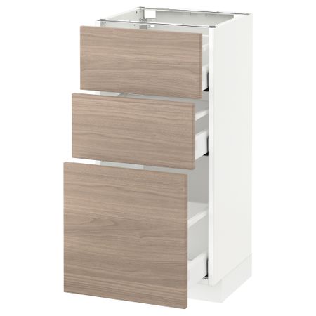 Напольный шкаф с 3 ящиками МЕТОД / МАКСИМЕРА, белый, Брокхульт светло-серый