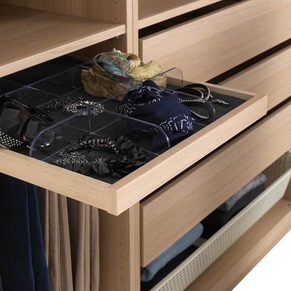 Выдвижная полка с разделителем, под беленый дуб, прозрачный 50x58 см IKEA КОМПЛИМЕНТ 992.429.67 - схема-чертеж с размерами