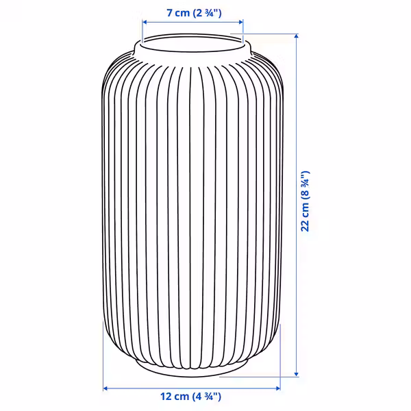 STILREN Ваза - белый 22 см - схема-чертеж с размерами