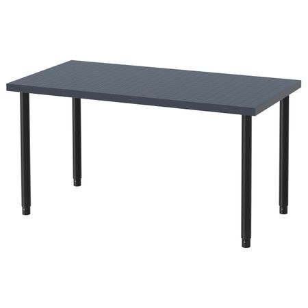 Стол, геометрический синий, черный 120x60 см IKEA ЛИННМОН / ОЛОВ 392.796.09